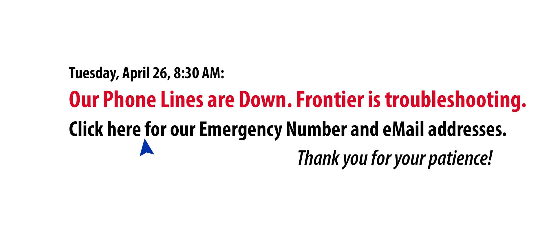 phone lines down 26AM Ocean Lakes Family Campground