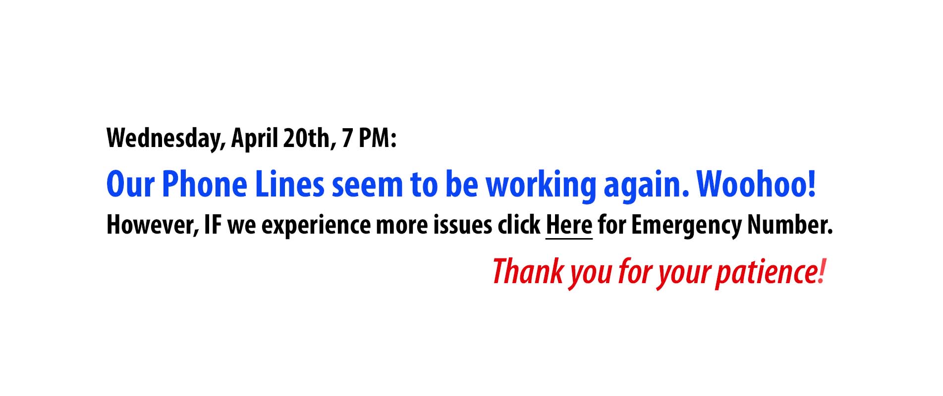 phone lines downPM Ocean Lakes Family Campground