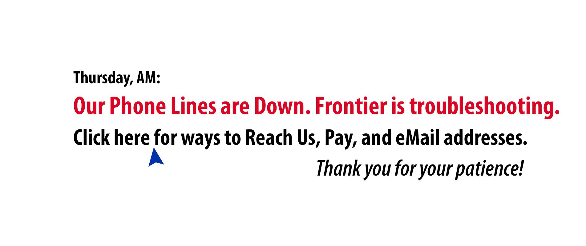 phone lines down Thursday Ocean Lakes Family Campground