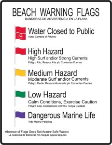 Beach Warning Flag Graphic describing each flag's meaning